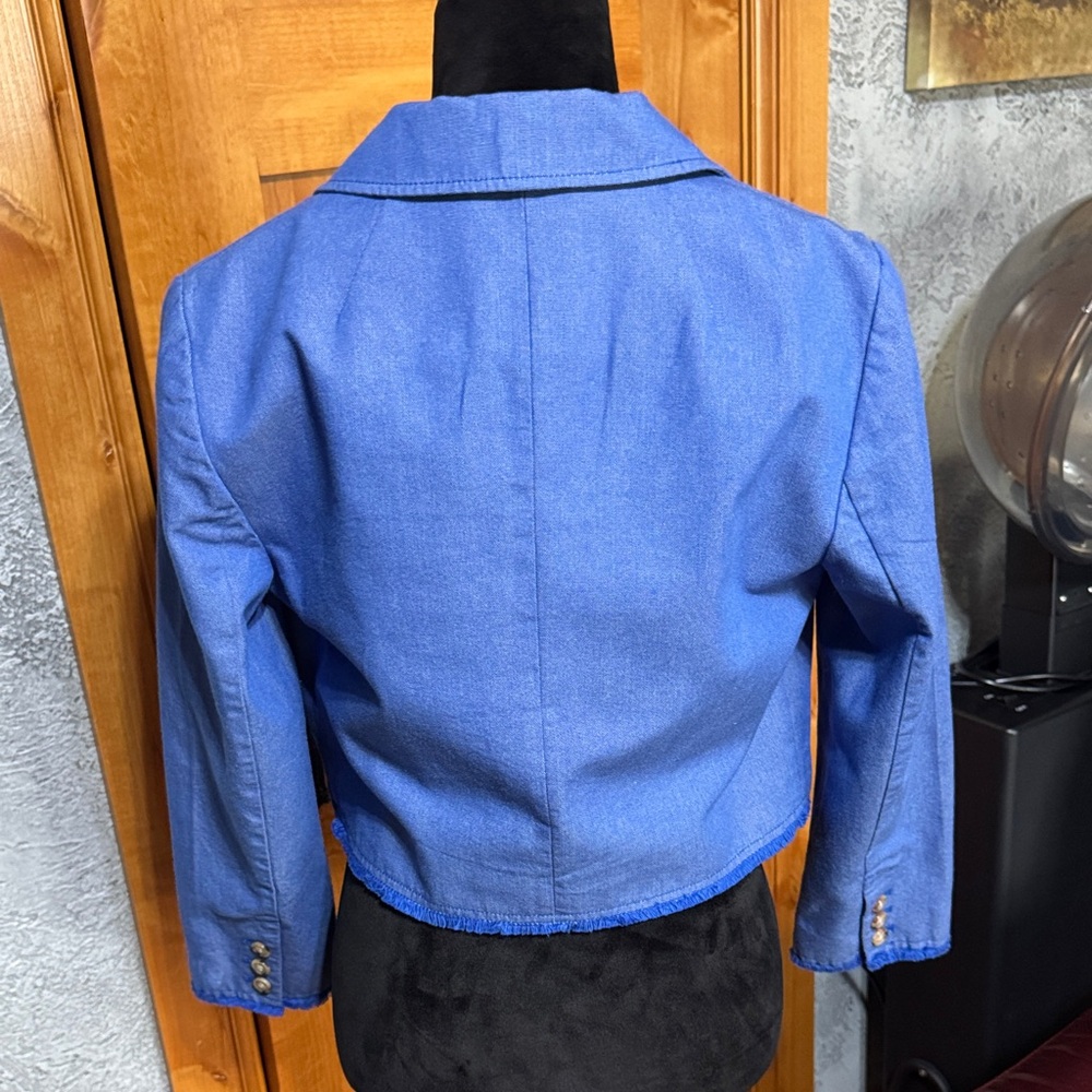Anthropologie Blue Women's Cropped Blazer - Picture 4 of 6